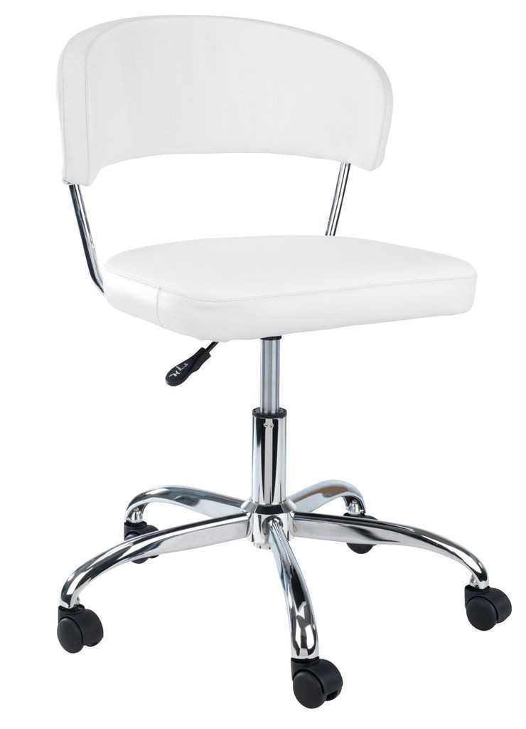 Крісло офісне на коліщатках біле шкіряне з підйомним механізмом bobi