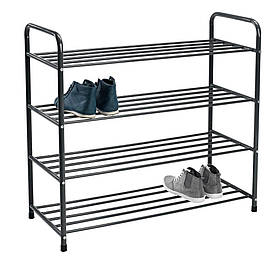 Полиця металева для взуття на 4 полиці чорна, bobi