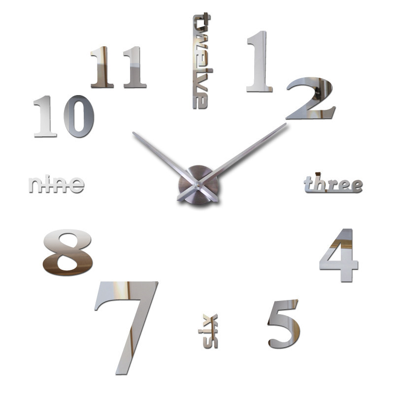Часы настенные 3D наклейки "DIY" от 50 до 70 см цвет серебро (ZH520-S) - фото 1 - id-p722569640