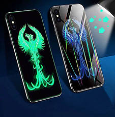 Чохол-накладка Lumi для iPhone X/XS (5.8") світиться в темряві TPU+Glass Фенікс, фото 4