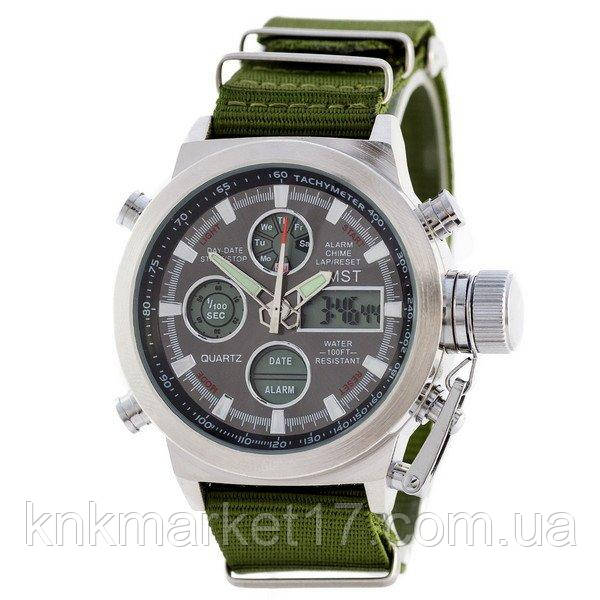 Чоловічий годинник AMST 3003 Silver-Black Green Wristband, фото 1