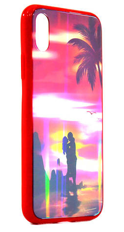 Чохол-накладка Lumi для iPhone X/XS (5.8") світиться в темряві TPU+Glass Пальма, фото 3