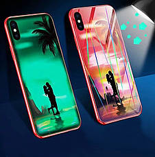 Чохол-накладка Lumi для iPhone X/XS (5.8") світиться в темряві TPU+Glass Пальма, фото 5