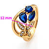 Кільце Метелик з синім цирконієм; р.17; р.18; р.18.5; р.19.5; позолота Xuping 18К, фото 2