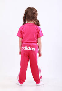 Дитячі штани для дівчинки з лампасами принт двунитка