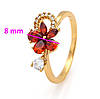 Кільце Квітка з червоним фіанітом; р.17; р.18; р.18.5; позолота Xuping 18К, фото 2