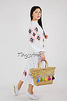 Белое платье сарафан вышиванка бохо стиль этно, вышитое платье сарафан