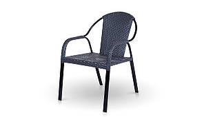 Стул садовий Ліра без тексту, каркас алюміній, позов, ротанг Графіт (Terico ТМ)