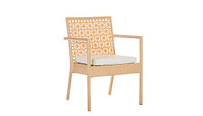 Стул плетений Каїр без текстіля, каркас алюміній, позов ротанг Бежевий (Terico ТМ)