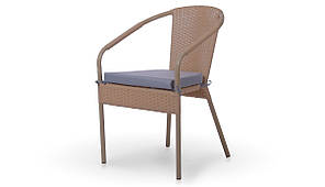 Стул обідній Верона Лайт без текстиля, каркас алюміній, позов ротанг Темно-бежевий (Terico ТМ)