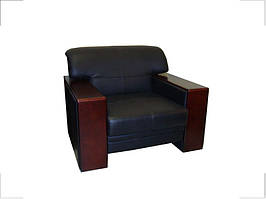 Крісло Favorite-1S шкіра люкс комбінована чорна (Діал ТМ)