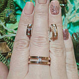 Срібна каблучка та сережки з золотими вставками Дует, фото 2