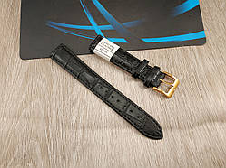 Шкіряний ремінець для наручних годинників — чорний — "Nagata" 18 мм Spain