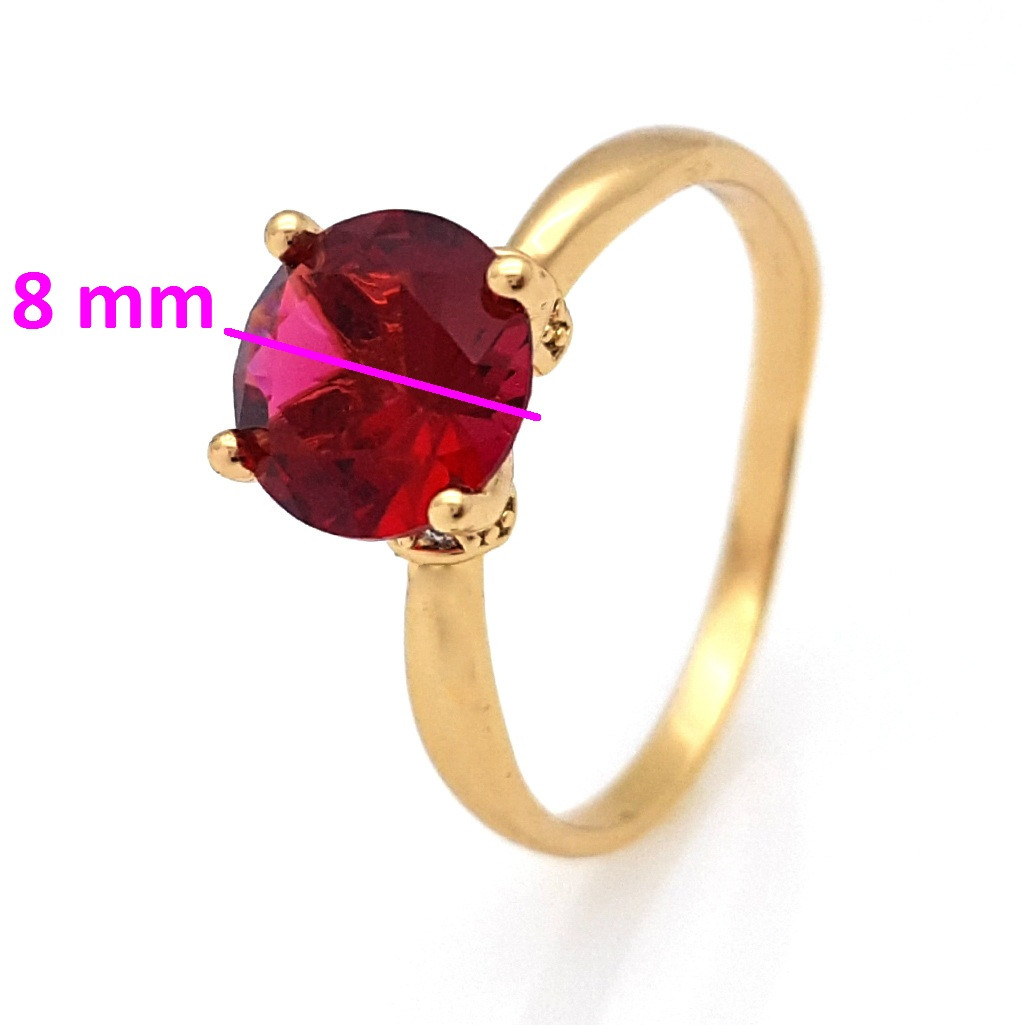 Кільце Червоний цирконій; р.17; р.18; р.19; р.19.5; медсплав Xuping 18К, фото 1