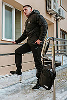 Комплект Ветровка мужская The North Face + спортивные штаны, весенняя/осенняя, цвет черный. Барсетка в подарок