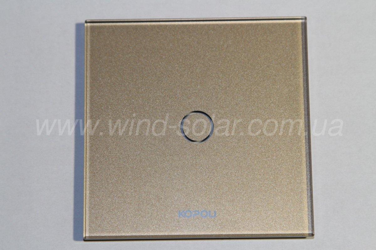 Золото Сенсорный выключатель 1 линия <Kopou оригинал> закаленное стекло, другие цвета, есть розетки на стекле - фото 1 - id-p377484063