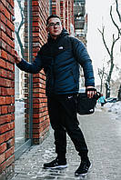 Комплект Ветровка мужская The North Face + спортивные штаны, весенняя/осенняя, цвет черно-болотный + Барсетка