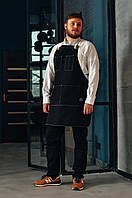 Фартух чорний, для бармена, барбера, бариста, модель Муляр