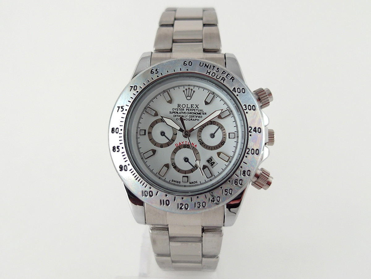 Механіка Rolex Daytona Black ролекс механічний годинник чоловічий срібло з білим циферблатом