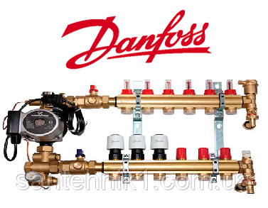 Змішувальний вузол, колектор для теплої підлоги Danfoss на 4 виходи, фото 2