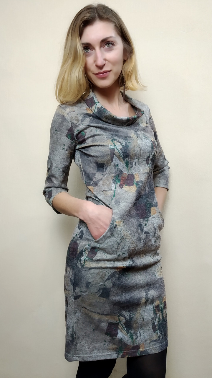 Жіноче трикотажне плаття з кишенями П27, фото 1
