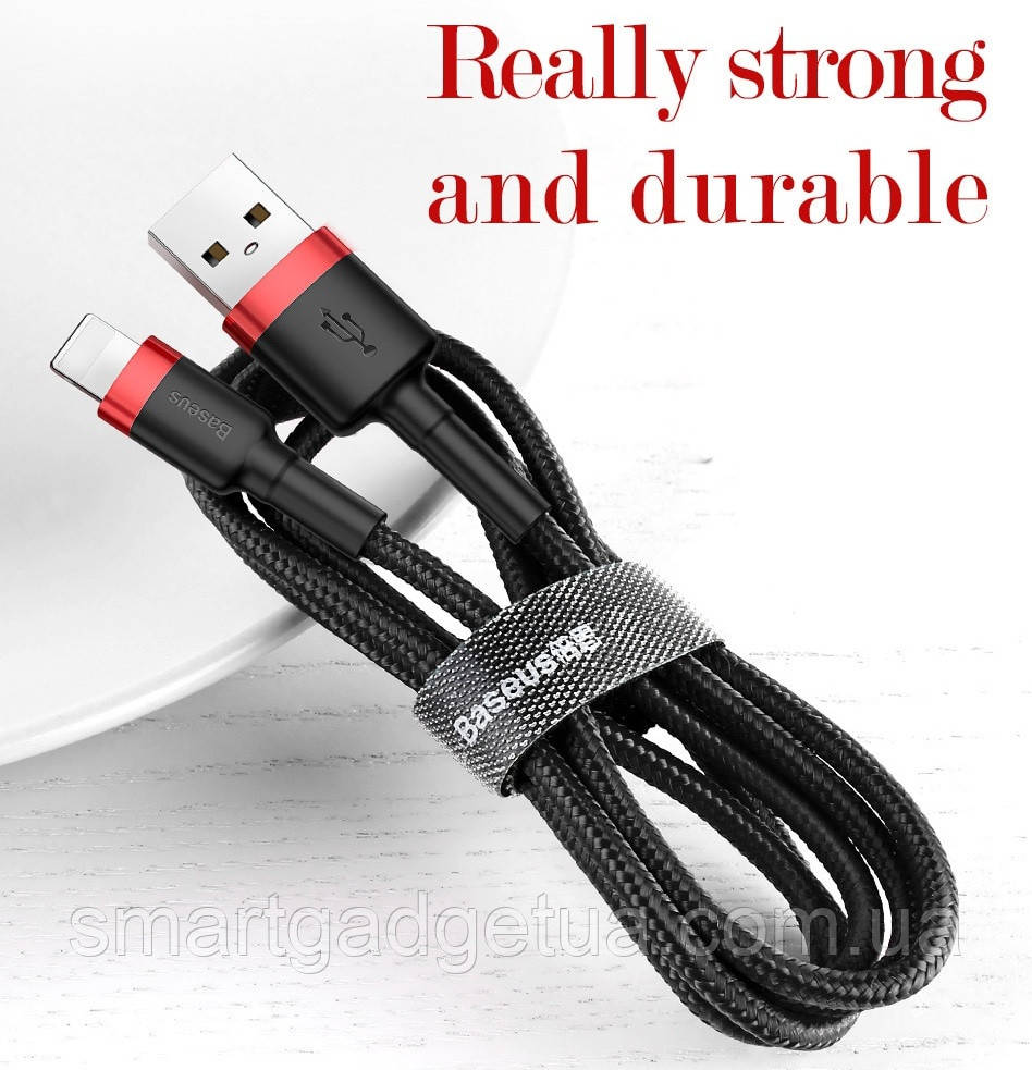 Оригінальний кабель USB Baseus Kevlar Lightning Cable 2.4 A для заряджання та передавання даних iPhone (1 метр)