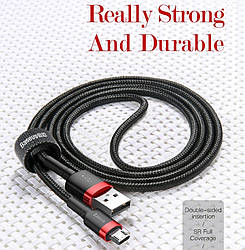 Оригінальний Кабель Baseus Cafule Cable Micro USB 2.4A для заряджання та передавання даних (1 метр)
