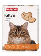 Beaphar Kitty's + Taurine + Biotine витаминизированные лакомства с биотином и таурином для кошек, 75 табл.