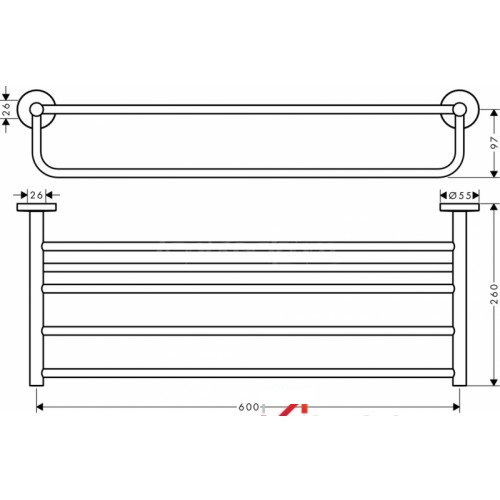 Полочка для полотенец 60х9х26 Hansgrohe Logis Universal 41720000 Германия