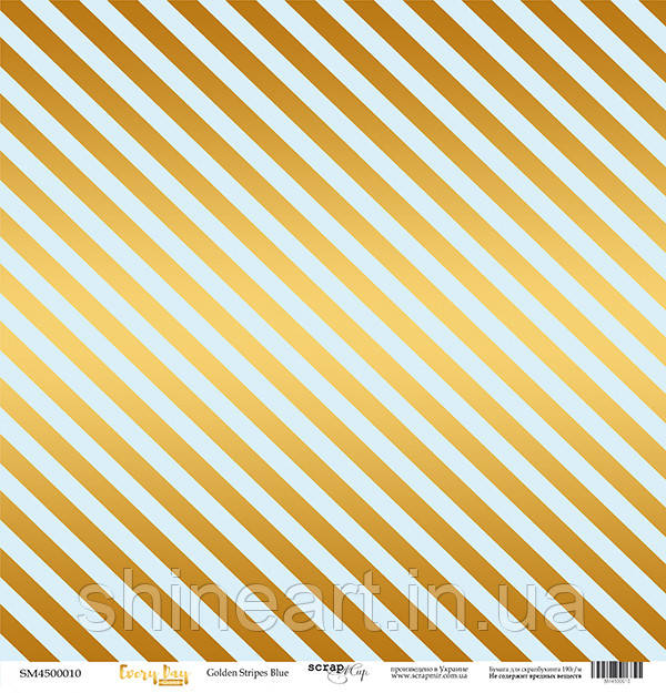 Скраппапір з золотим тисненням 30x30 Scrapmir (Golden Stripes Blue)