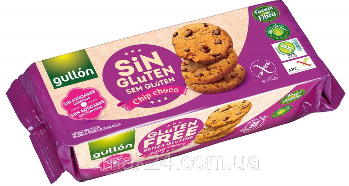 Печиво без глютену і без цукру Gullon "Chip Choco" Іспанія 130г