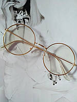 Круглые имиджевые очки тишейды с анти блик №3 Золото