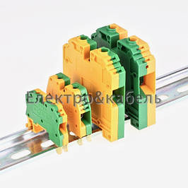 Заземлюючі клемники з гвинтовим і пружним з'єднанням на din-рейку ONKA.