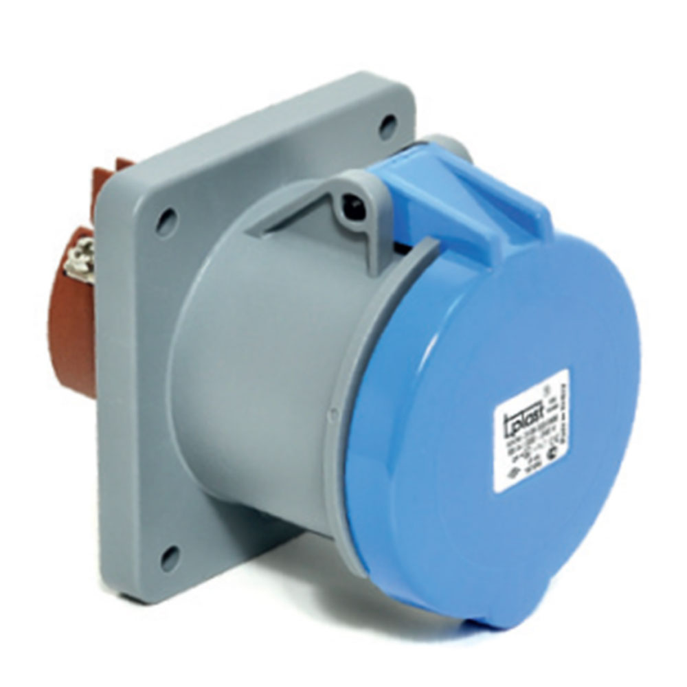 Силовий роз'єм: розетка фланцева, 63А, 3 полюси 2p+e IP44