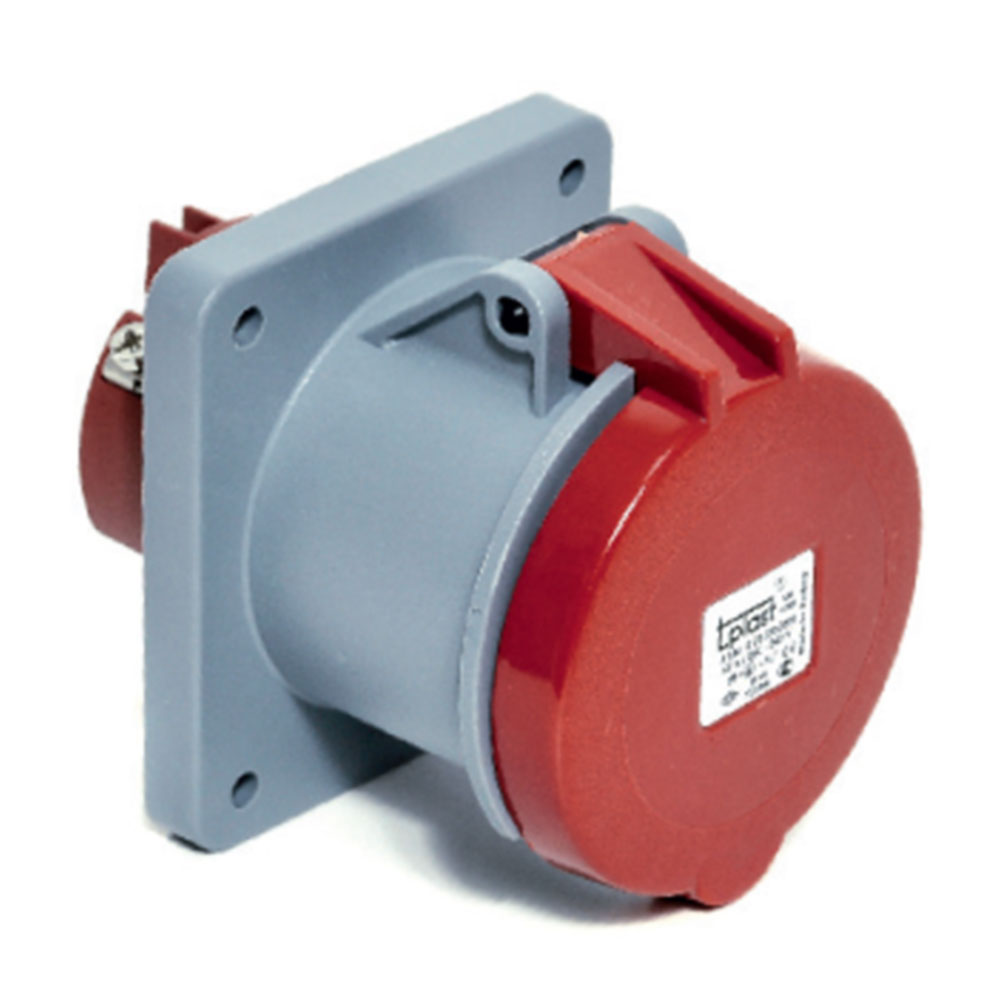 Роз'єм силовий: розетка фланцева, 63А, 4 полюси 3p+e, IP44