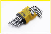 Набор торцевых ключей Torx T10, T15, T20, T25, T27, T30, T40, T45, T50 коротких CrV (9шт) СИЛА