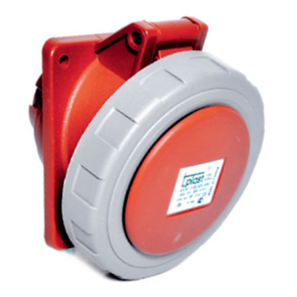 Силовий роз'єм: розетка фланцева з нахилом, 16А, 5 полюсів 3p+n+e IP67