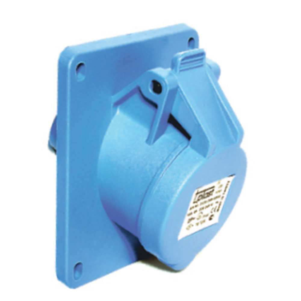 Силовий роз'єм: розетка фланцева з нахилом, 32А, 3 полюси 2p+e IP44