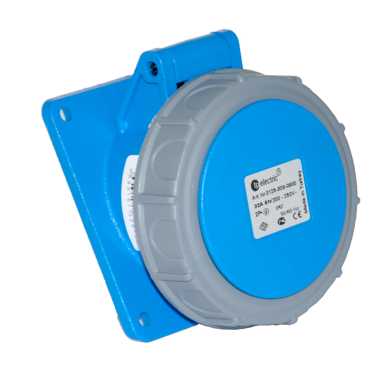 Роз'єм силовий: розетка фланцева з нахилом, 32 А, 3 полюси 2p+e, IP67