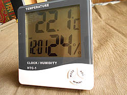 HTC-1 — цифровий прилад 3 в 1: термометр, гігрометр і годинник, вимірювання температури/вологості повітря в кімнаті