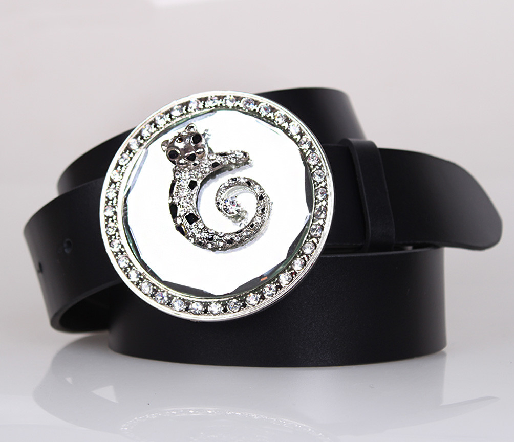 Жіночий ремінь з натуральної шкіри СА5745-2 чорний, фото 1