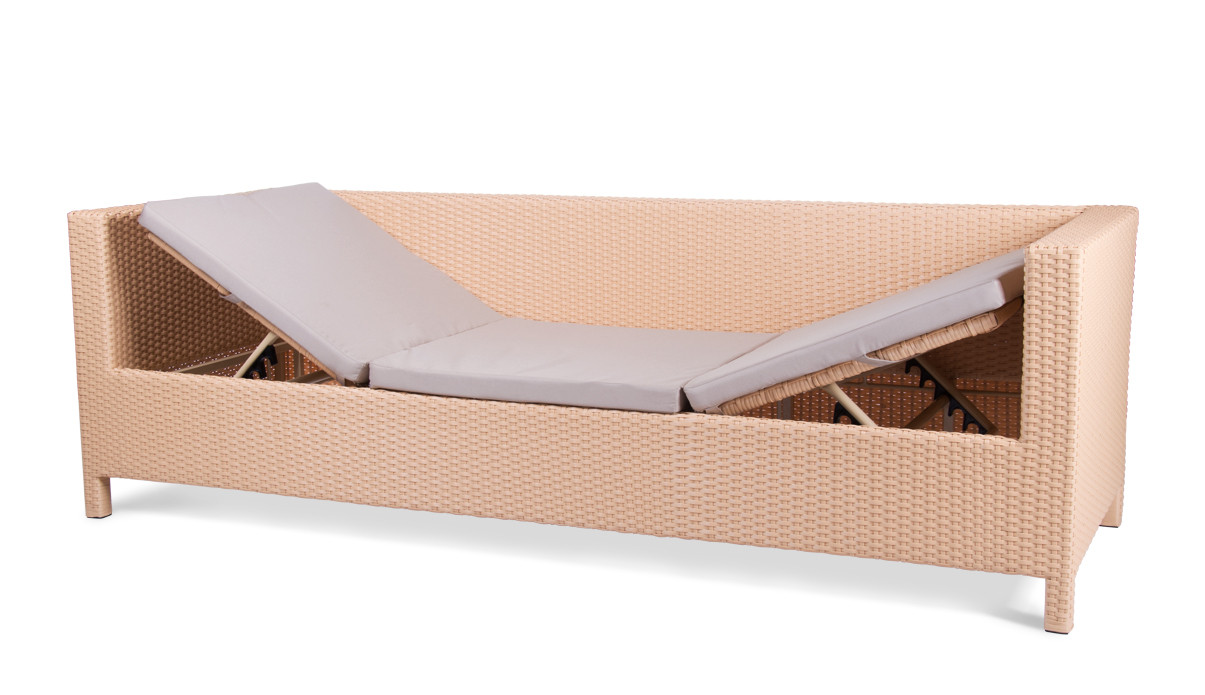 Диван-релакс Єгипет без текстіля, каркас сталі, позов, ротанг Бежевий, 220x80x70 см (Terico ТМ)