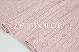 В'язаний плед брудно-рожевого кольору, 100% бавовна "Косичка" 75/90 см № 58-12, фото 2