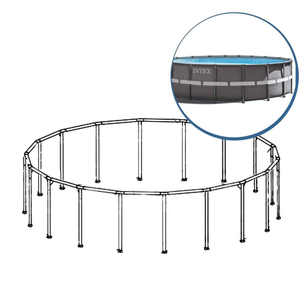 Каркас Intex 88322 для круглих басейнів Ultra Frame 28322, 28324. Розмір 488 х 122 см , фото 1