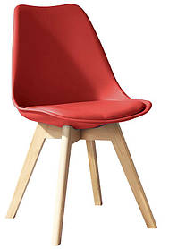 Стілець Milan Eames Style, червоне 05 пластикове сидіння з м'якою подушкою на букових ніжках