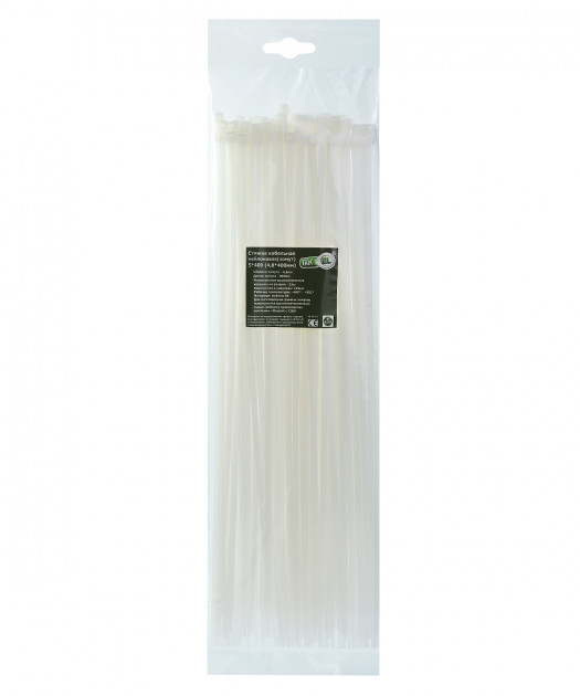 Стяжка кабельна (хомут) 5х400 (4,8х400мм) тм ТАКЕЛ