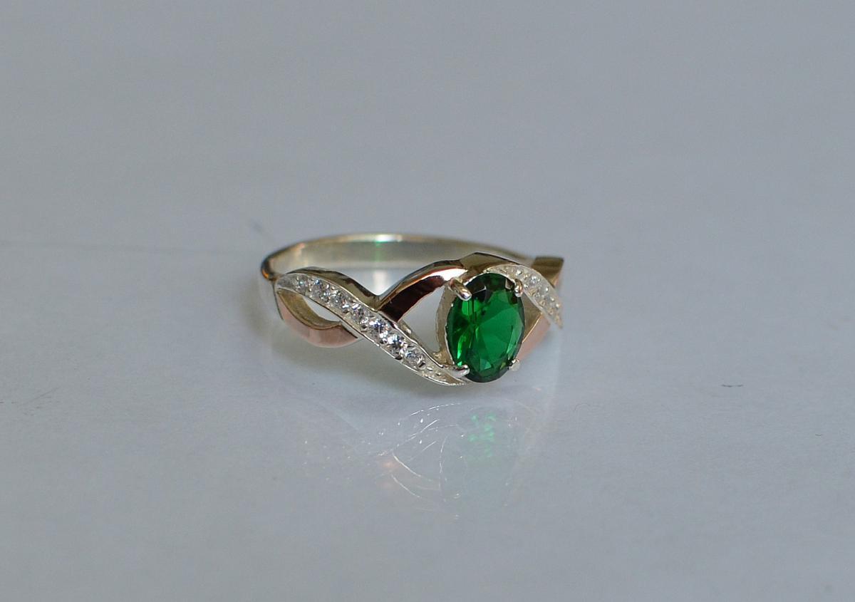 Срібне кільце з золотими пластинами, фото 1