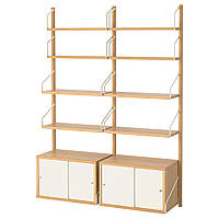 IKEA SVALNAS (391.844.37) Сочетание висячих шкафов, бамбука, белого цвета