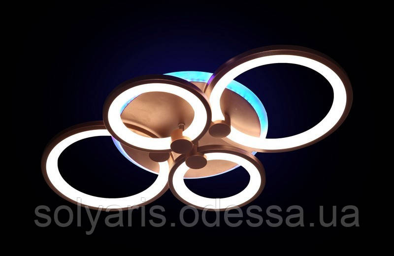 Стельова LED-люстра з діммером і підсвічуванням, 80W 8022/4CF LED 3color dimmer (коричневий)