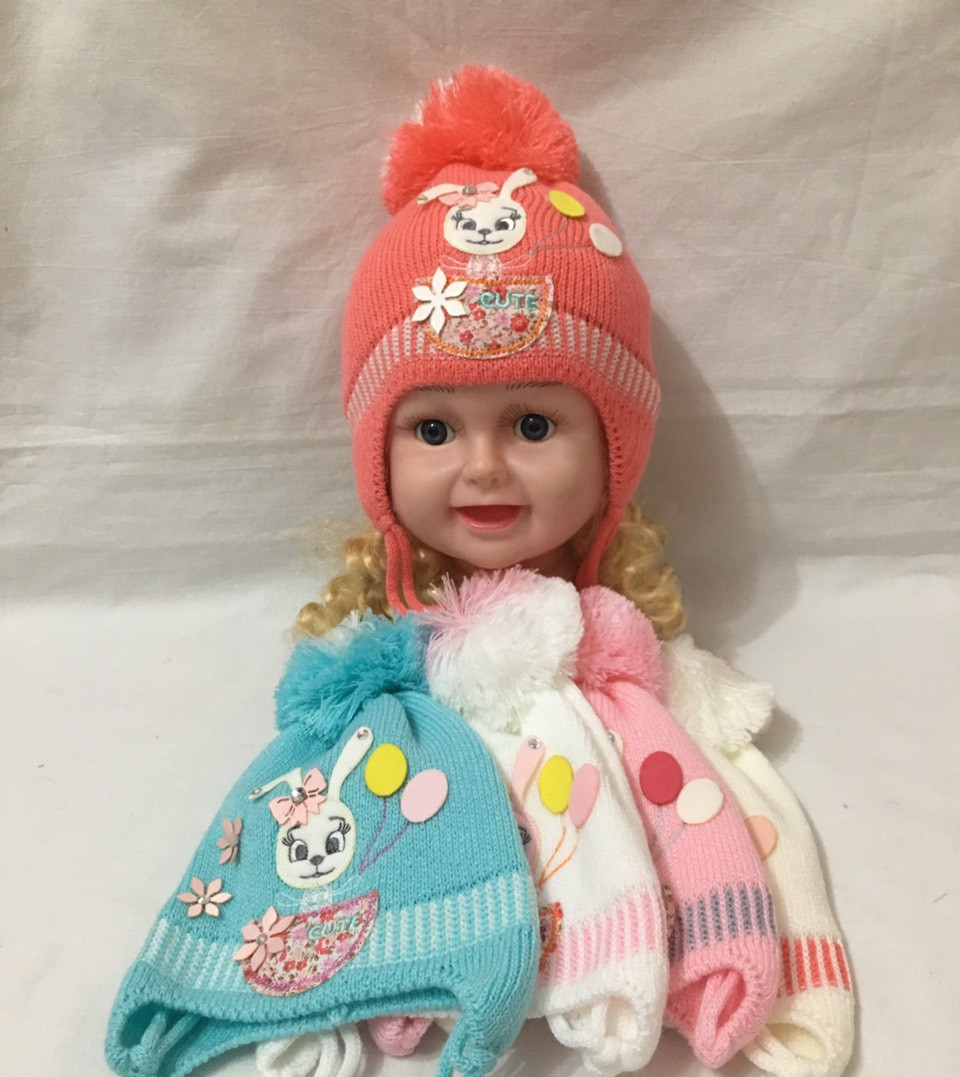 Оптом Дитяча в'язана шапка для дівчинки р 50